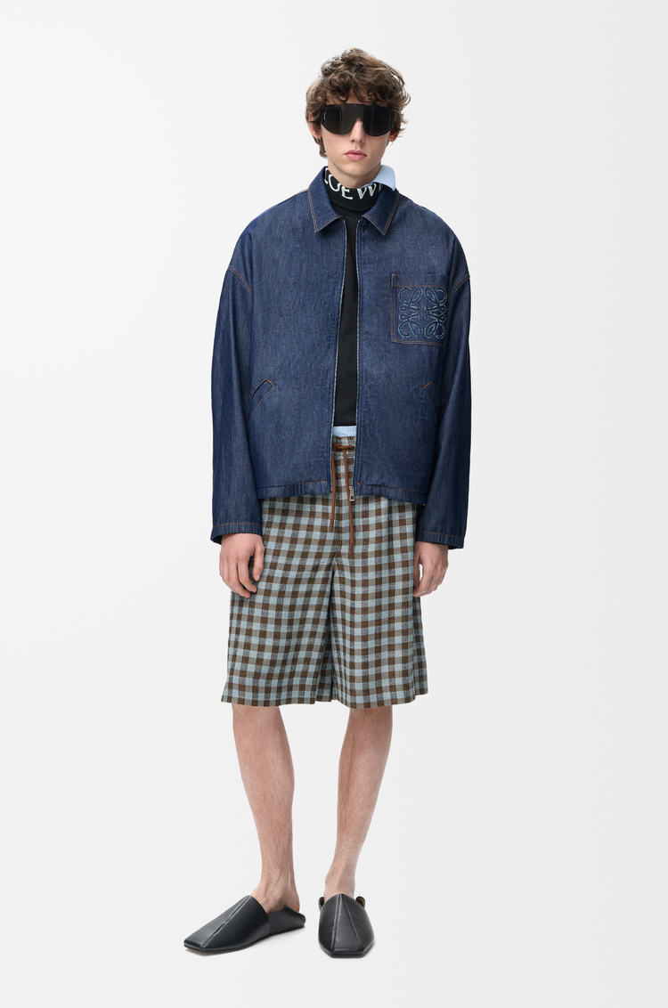 LOEWE 棉質拉鍊夾克 丹寧藍
