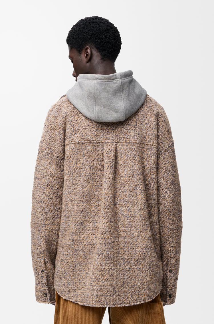 LOEWE Overshirt in wool and llama blend Beige/Blue Melange