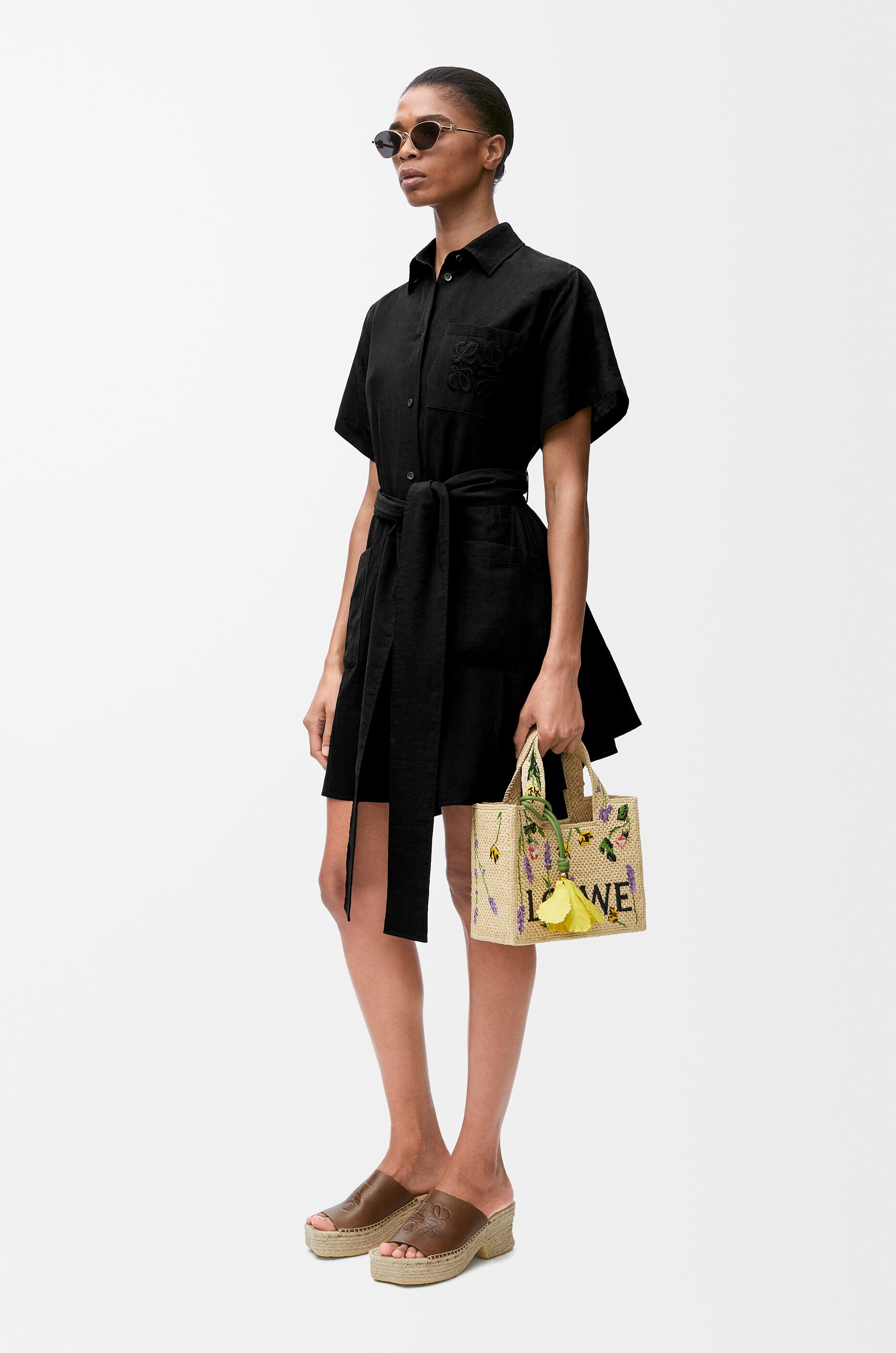 Shirt dress in viscose and linen Black - LOEWE Shirt dress in viscose and linen Black - LOEWE