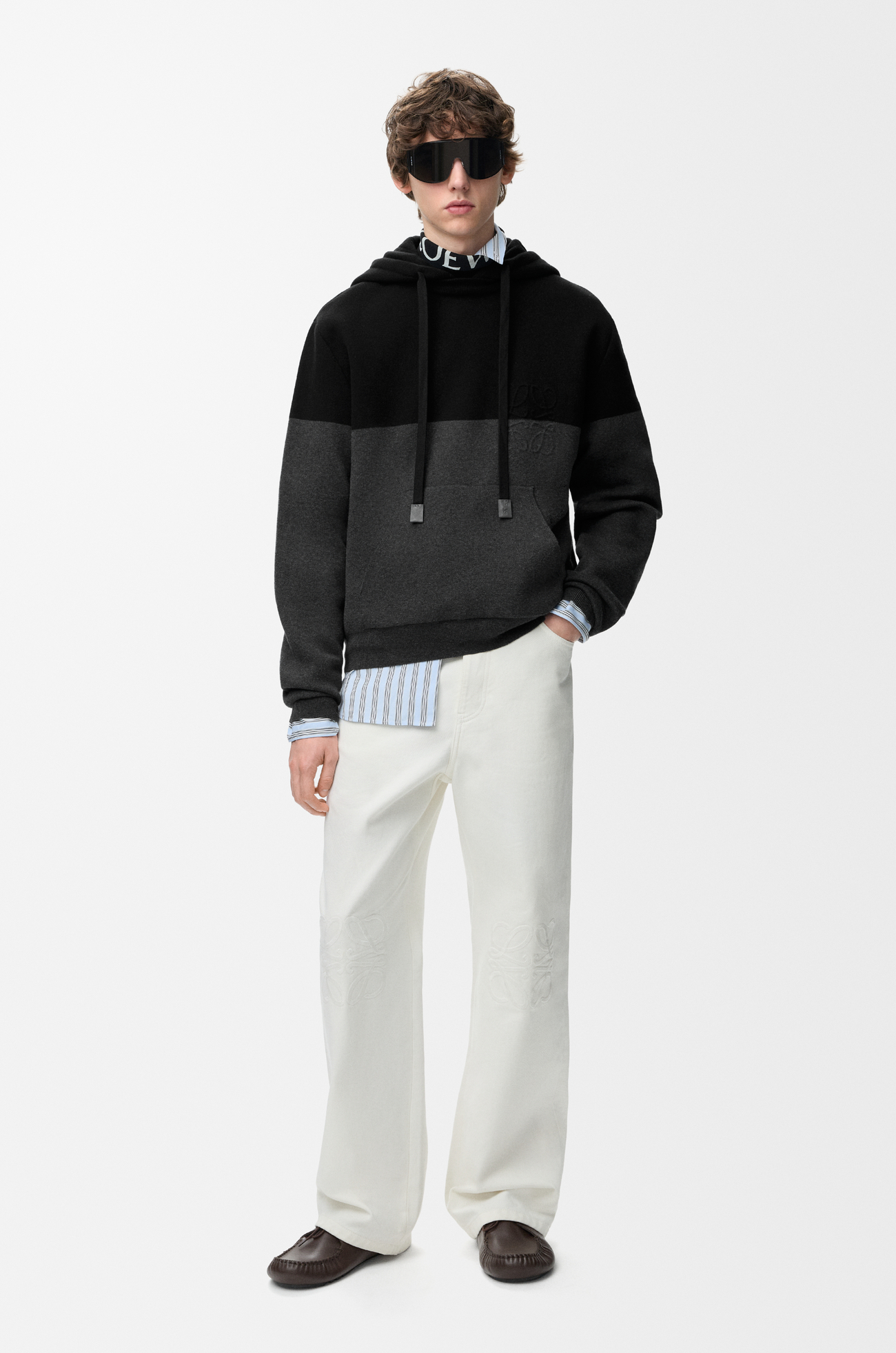 LOEWE フーディー（コットンブレンド） ブラック/ダークグレー