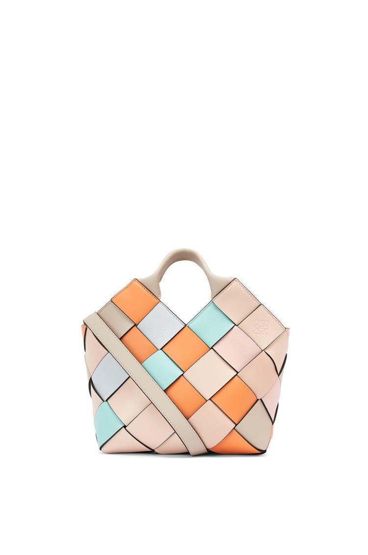 LOEWE Small Surplus Leather Woven basket bag in calfskin Apricot/Gold