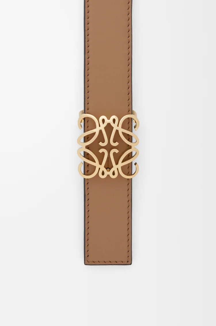 LOEWE Cinturón reversible Anagram Bombé en piel de ternera lisa Moca/Pizarra