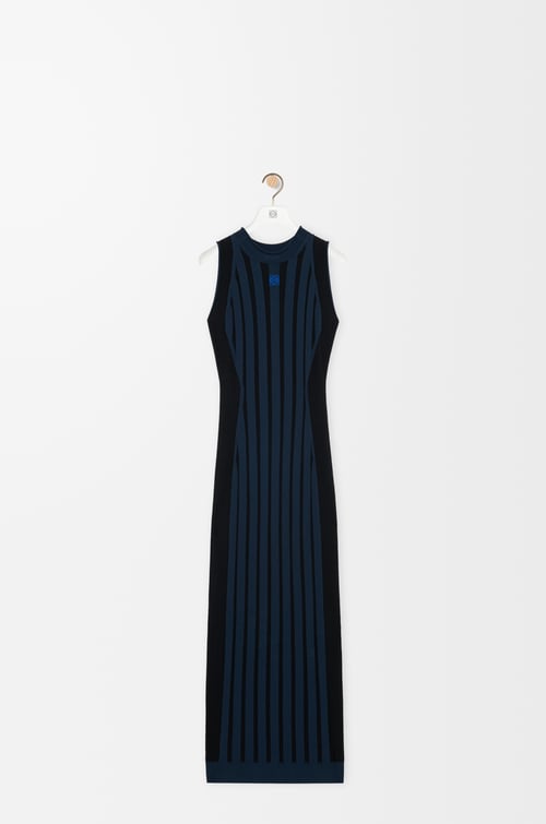 LOEWE Vestido en mezcla de viscosa elástica Azul Marino/Negro