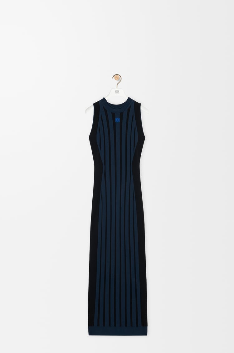 LOEWE Vestido en mezcla de viscosa elástica Azul Marino/Negro