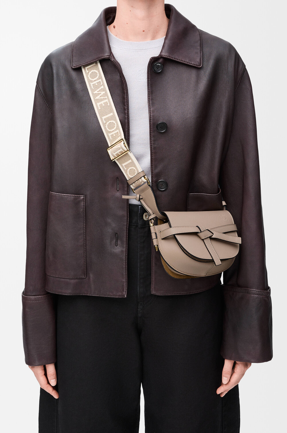 Mini Gate Dual bag in soft calfskin and jacquard