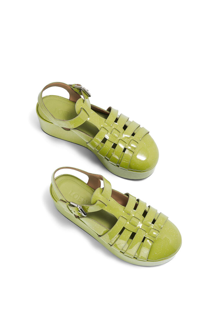 LOEWE 小牛皮楔形羅馬涼鞋 Aniseed Green