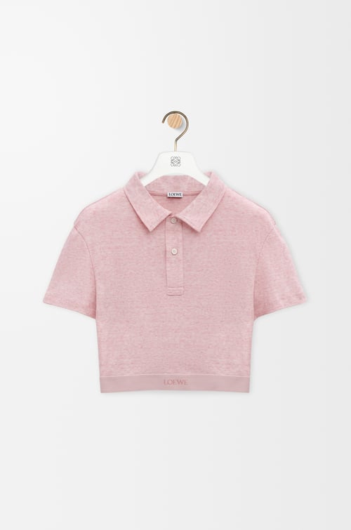 LOEWE Cropped polo in cotton and wool Pink plp_rd
