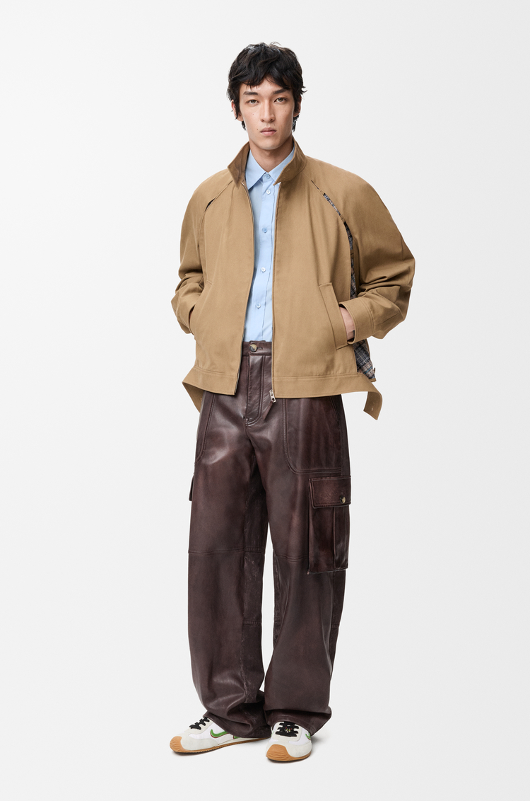LOEWE Cargo trousers in nappa lambskin and cotton Brown