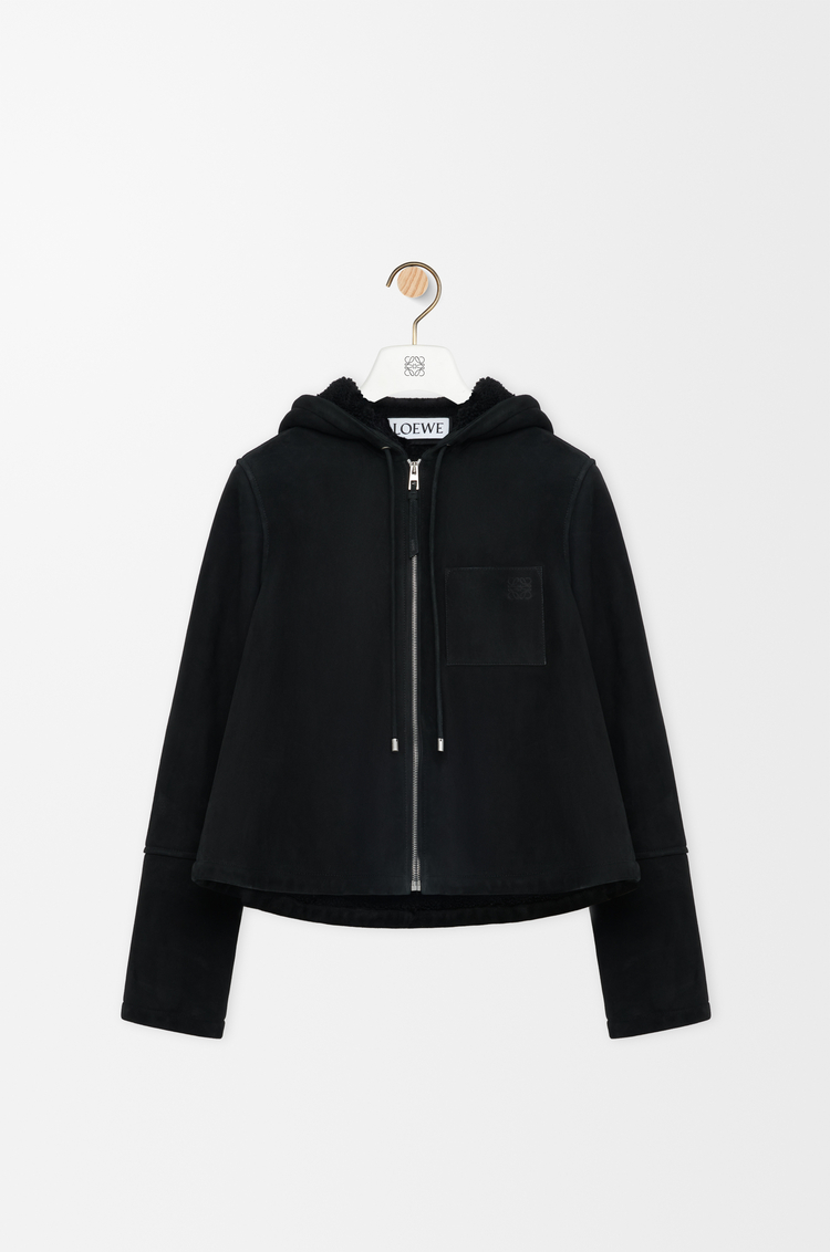 LOEWE Hooded jacket in shearling Negro
