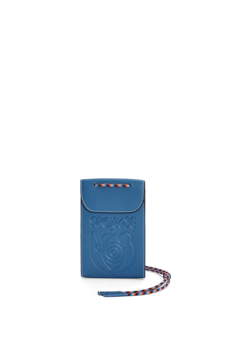 LOEWE Neck pocket in classic calfskin Blue/Multicolor