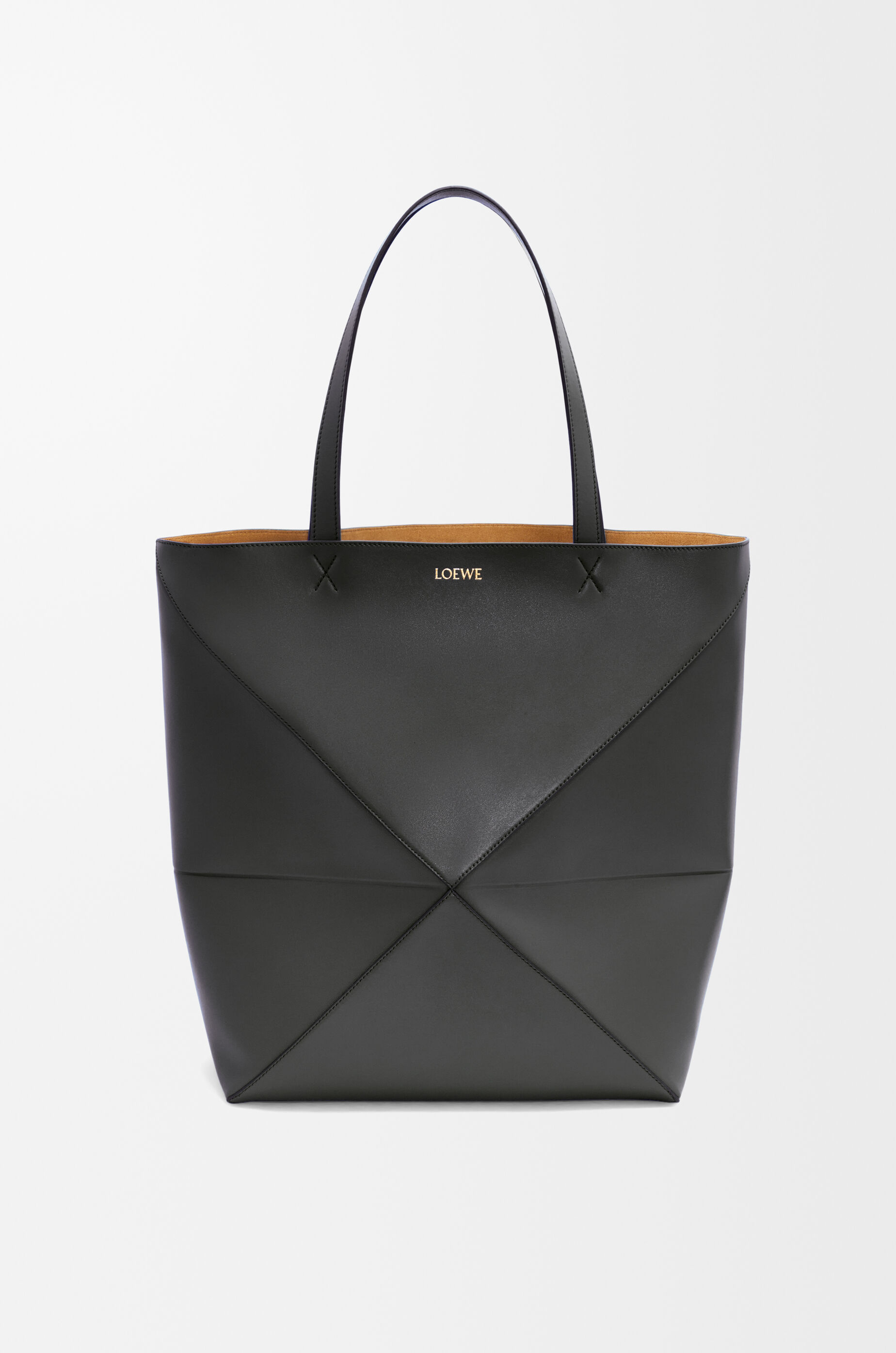 XL Puzzle Fold tote in shiny calfskin Warm Desert - LOEWE