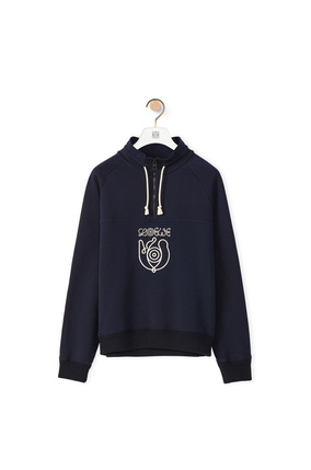LOEWE Embroidered zipped pullover in cotton Ultramarine Blue plp_rd