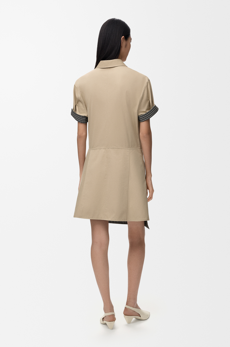 LOEWE Dress in cotton and silk Beige