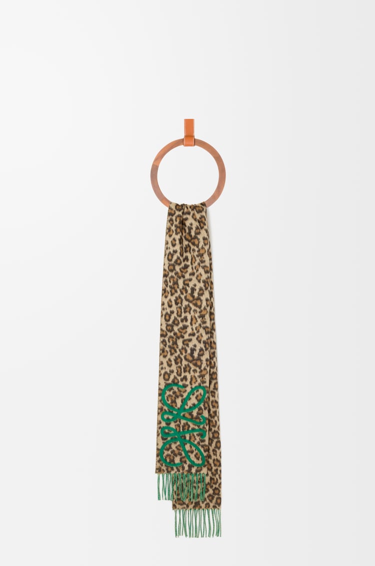 LOEWE Anagram scarf in silk and cashmere Green/Multicolor