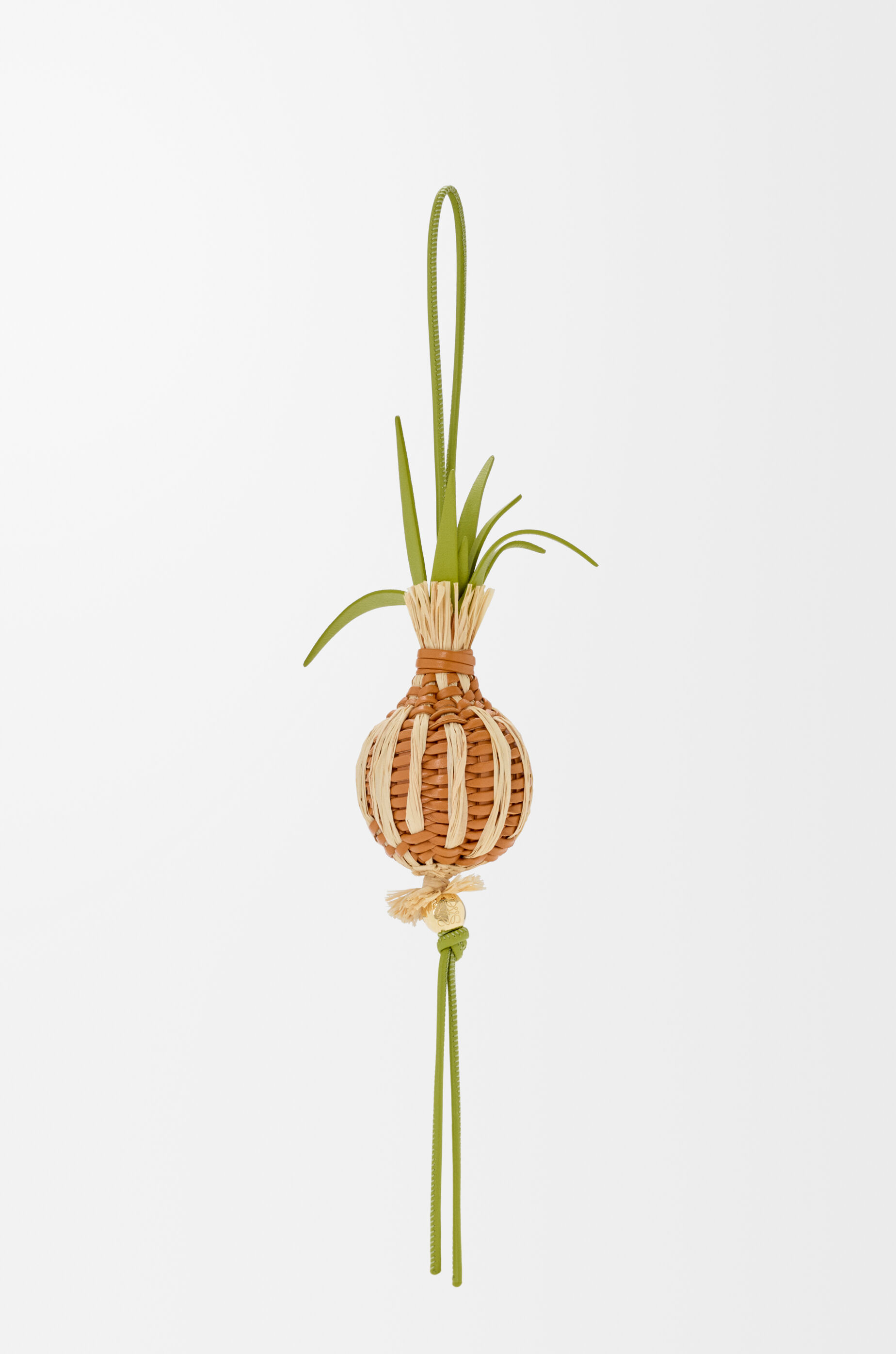 Onion sprout charm in classic calfskin and raffia Orange - LOEWE