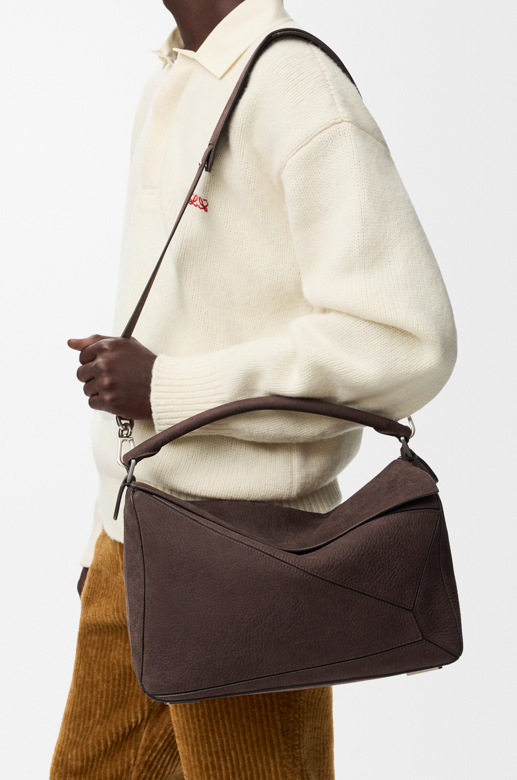LOEWE パズルバッグ ラージ（グレインヌバック） ダークブラウニー
