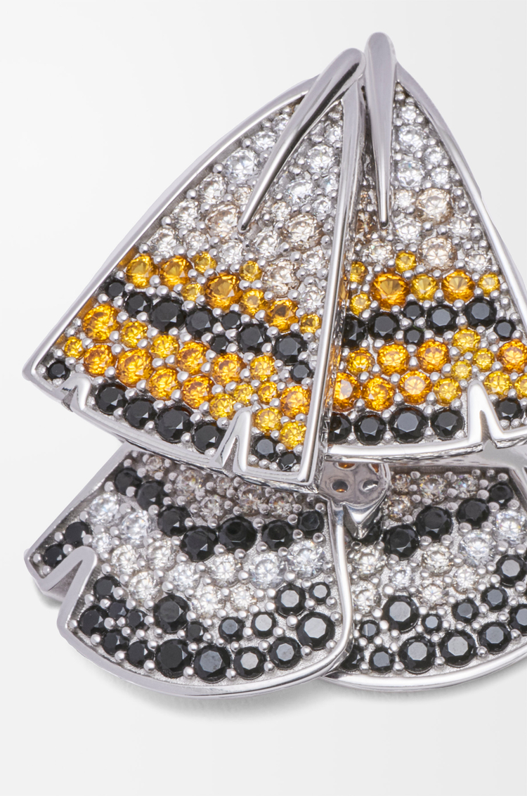 LOEWE Feather earrings in sterling silver and crystals  Silver/Orange