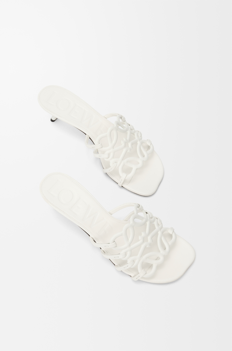 LOEWE Petal Anagram slide in soft calfskin Anthurium White