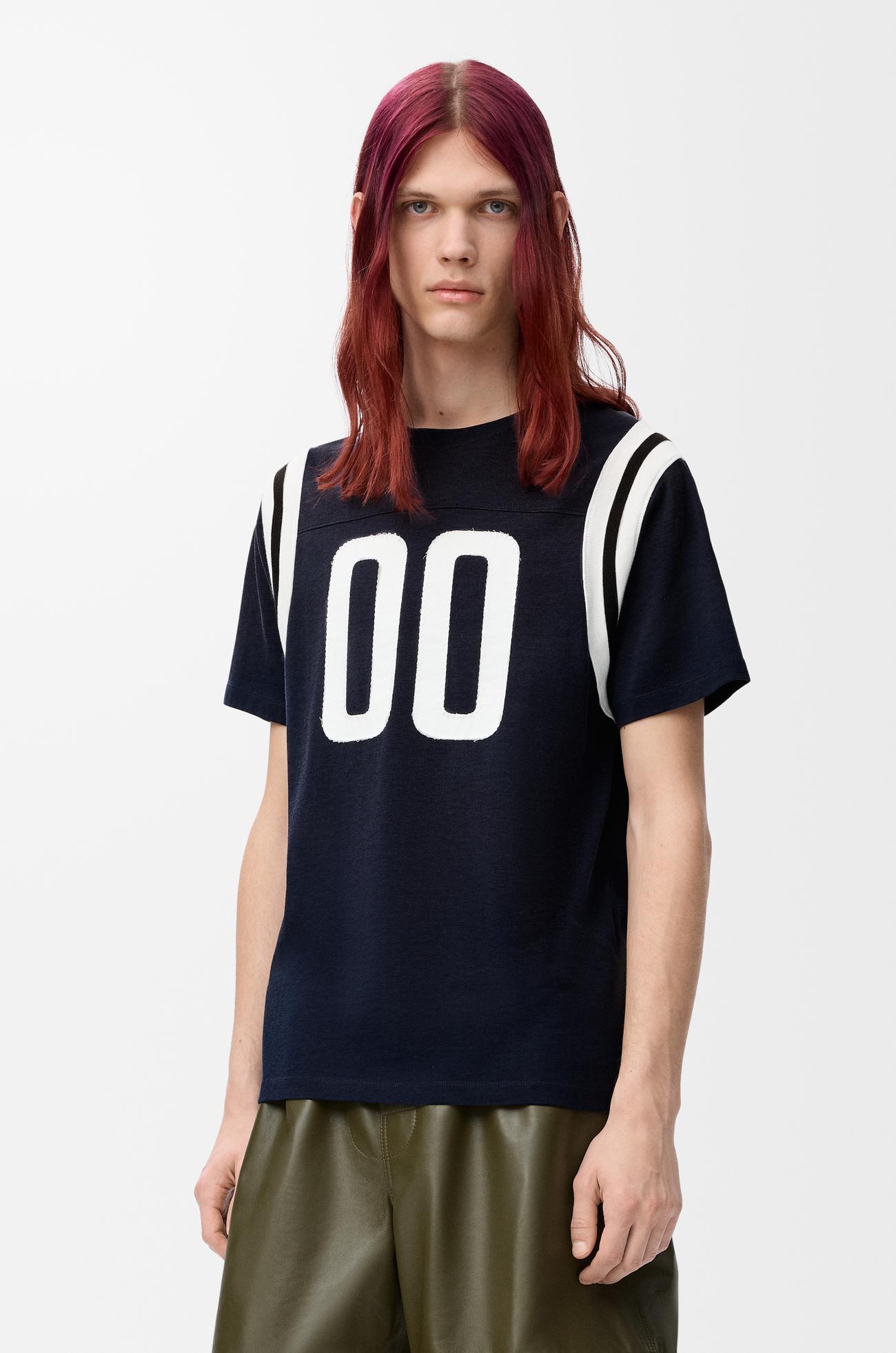LOEWE T-Shirt aus Baumwolle und Viskose mit normaler Passform Dunkles Marineblau