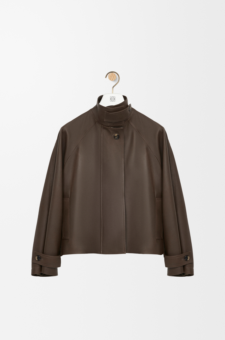 LOEWE 纳帕牛皮革短款派克大衣 深绿色