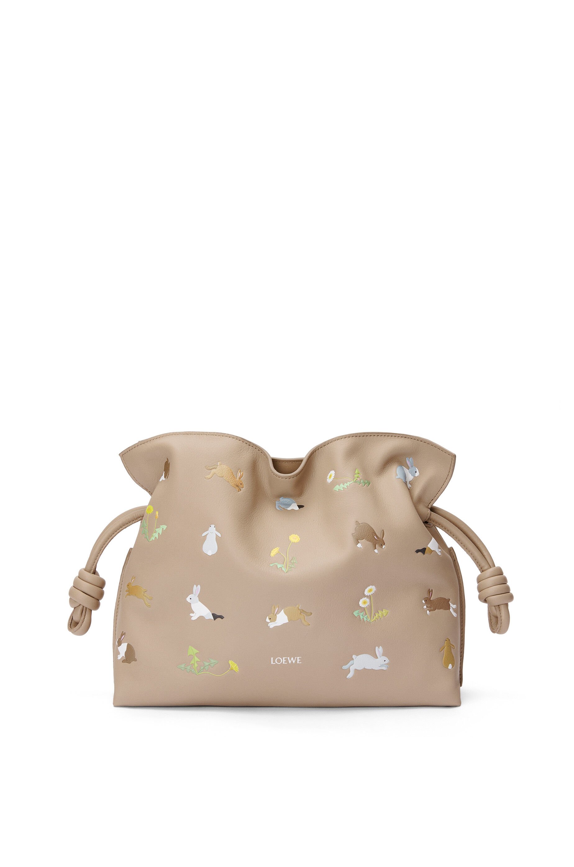 Bunny medium Flamenco clutch in nappa calfskin Sand LOEWE