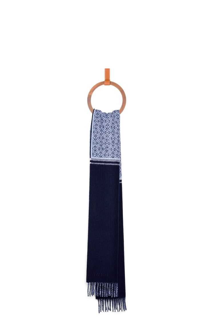 LOEWE Scarf in wool and cashmere Light Blue/Navy Blue