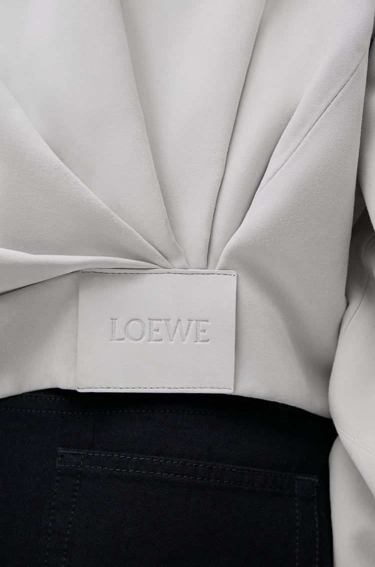 LOEWE 絨面山羊皮垂墜夾克 淺灰色