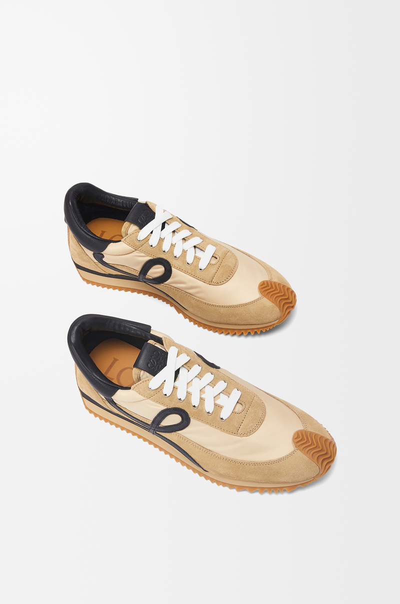 LOEWE Sneaker Flow Runner in nylon e pelle scamosciata Oro/Nero