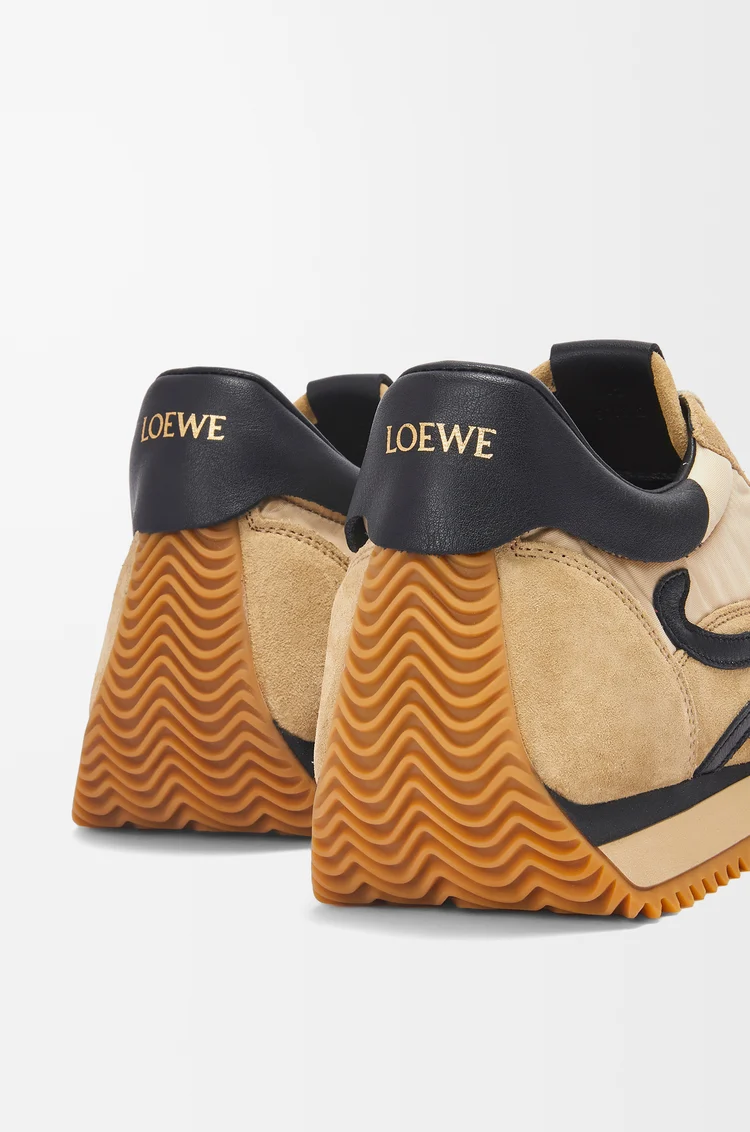 LOEWE 尼龍和麂皮 Flow 2.0 運動鞋 金色/黑色