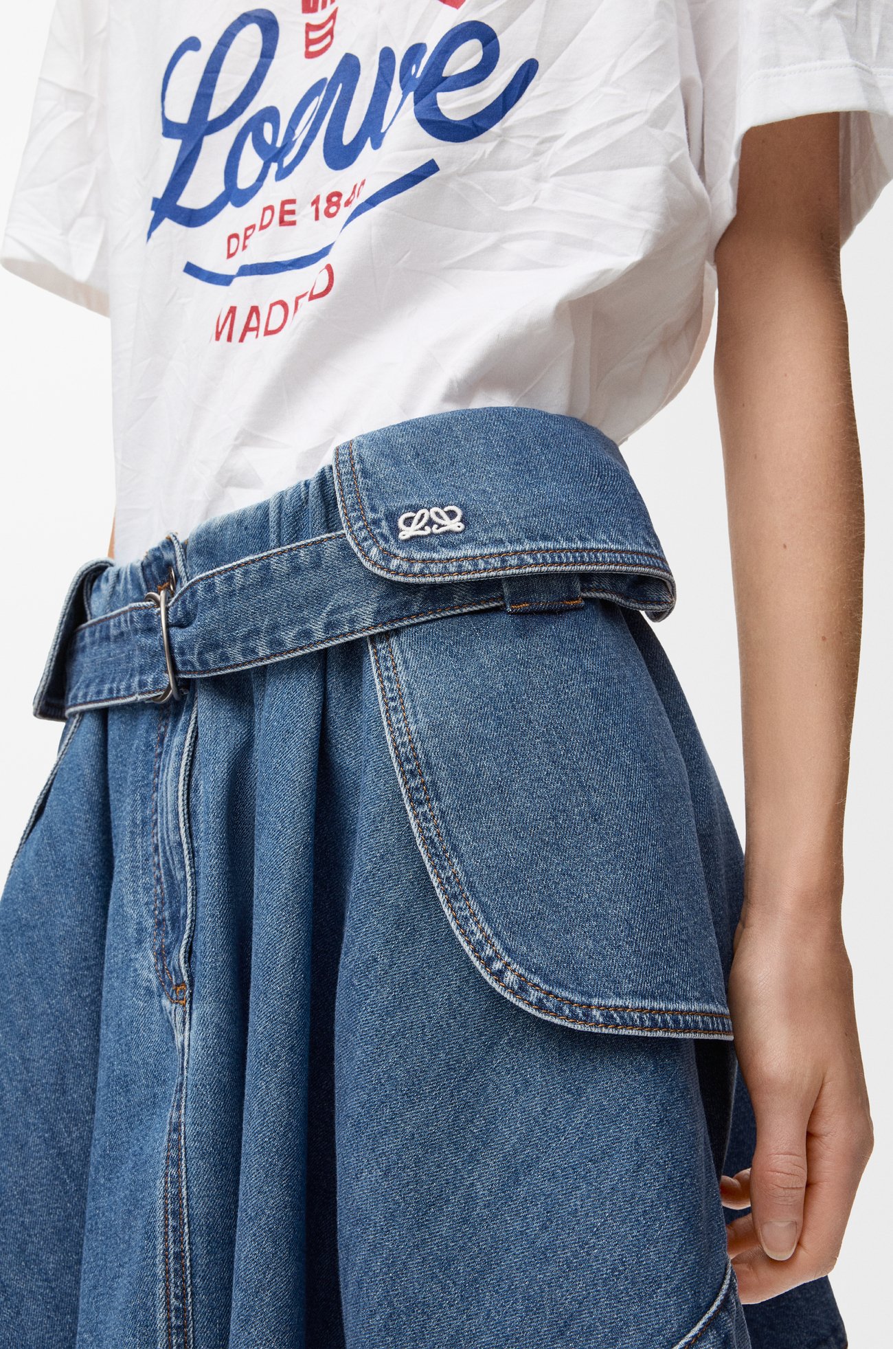 LOEWE Cargo skirt in denim Light Blue