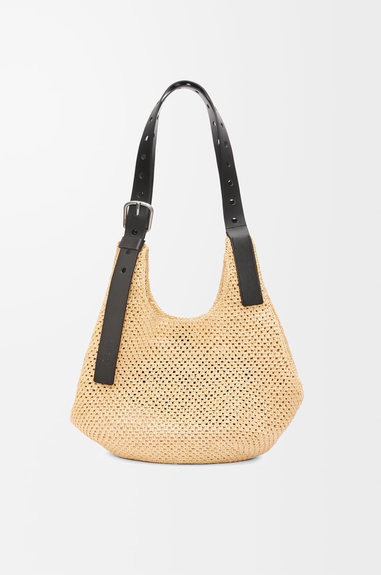 LOEWE Hobo bag in raffia and calfskin Natural/Black