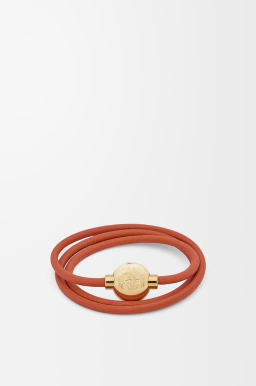 LOEWE 牛皮革 Pebble 手链 橙色/金色