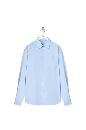 LOEWE Chest pocket check shirt in cotton Calm Blue