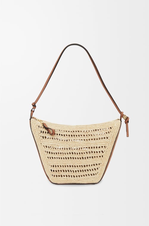 LOEWE Mini Hammock Hobo in raffia and calfskin Tan/Natural plp_rd