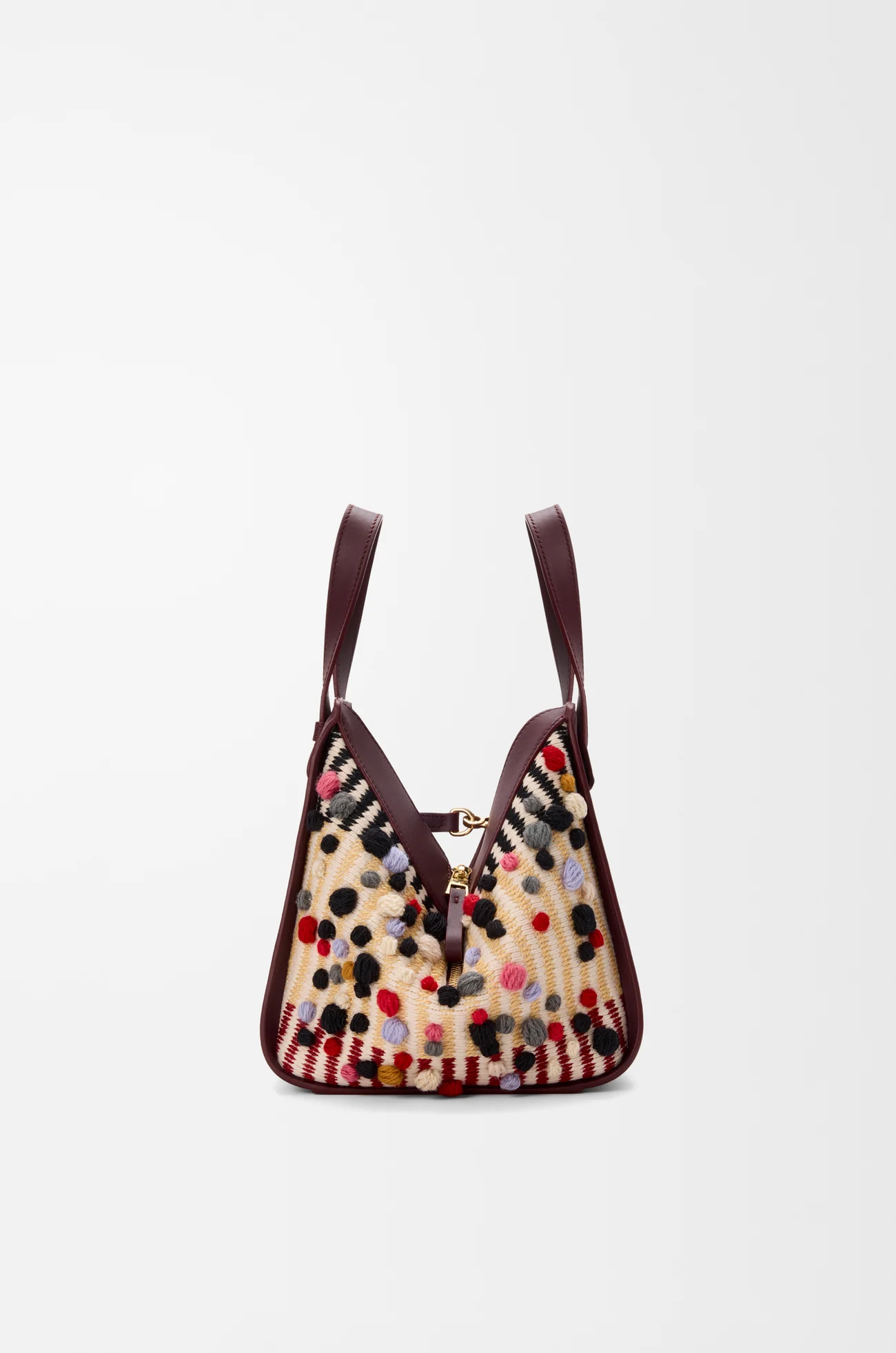 LOEWE Sac Hammock Compact en tissu brodé Naturel/Multicolore