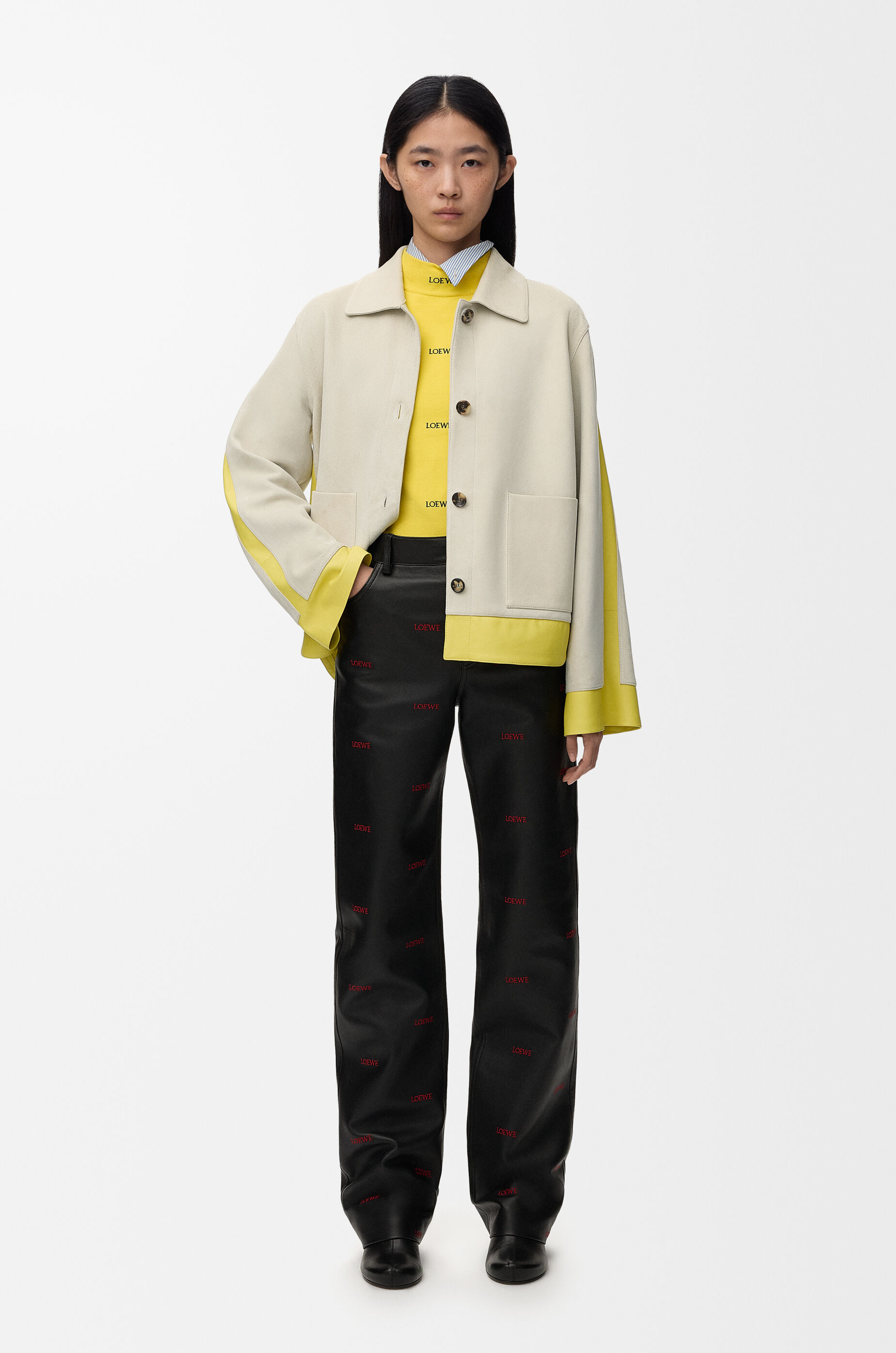 Turn-up jacket in suede lambskin Grey - LOEWE APAC official website