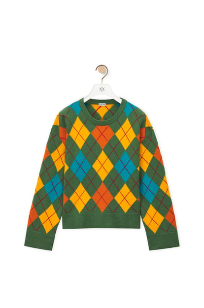 LOEWE Jersey de rombos en lana Verde/Multicolor