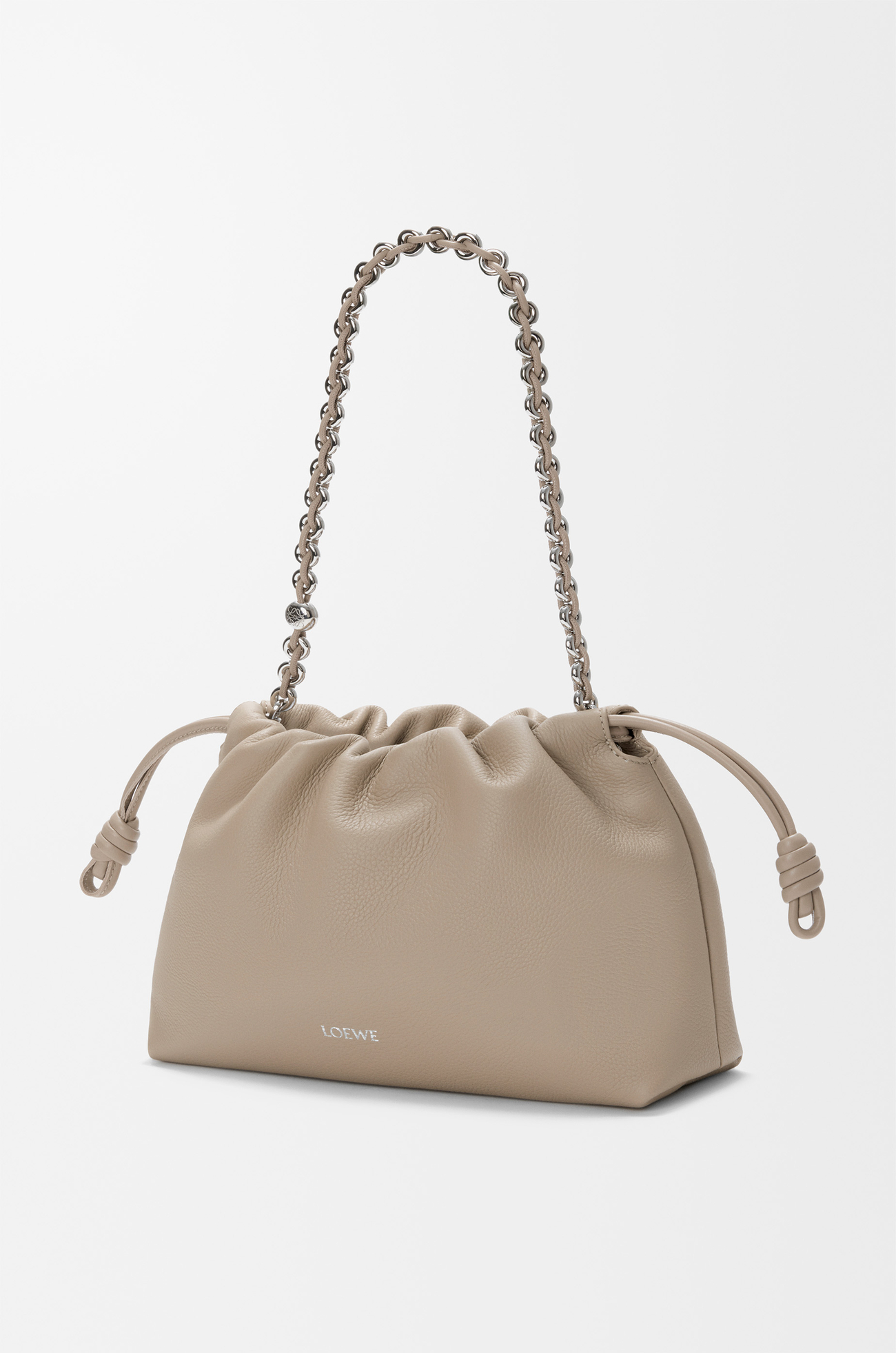 LOEWE Borsa Flamenco Purse media in pelle di vitello granata sottile Argilla