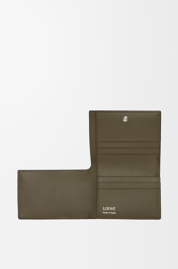 LOEWE Folded wallet in shiny nappa calfskin Black/Dark Khaki