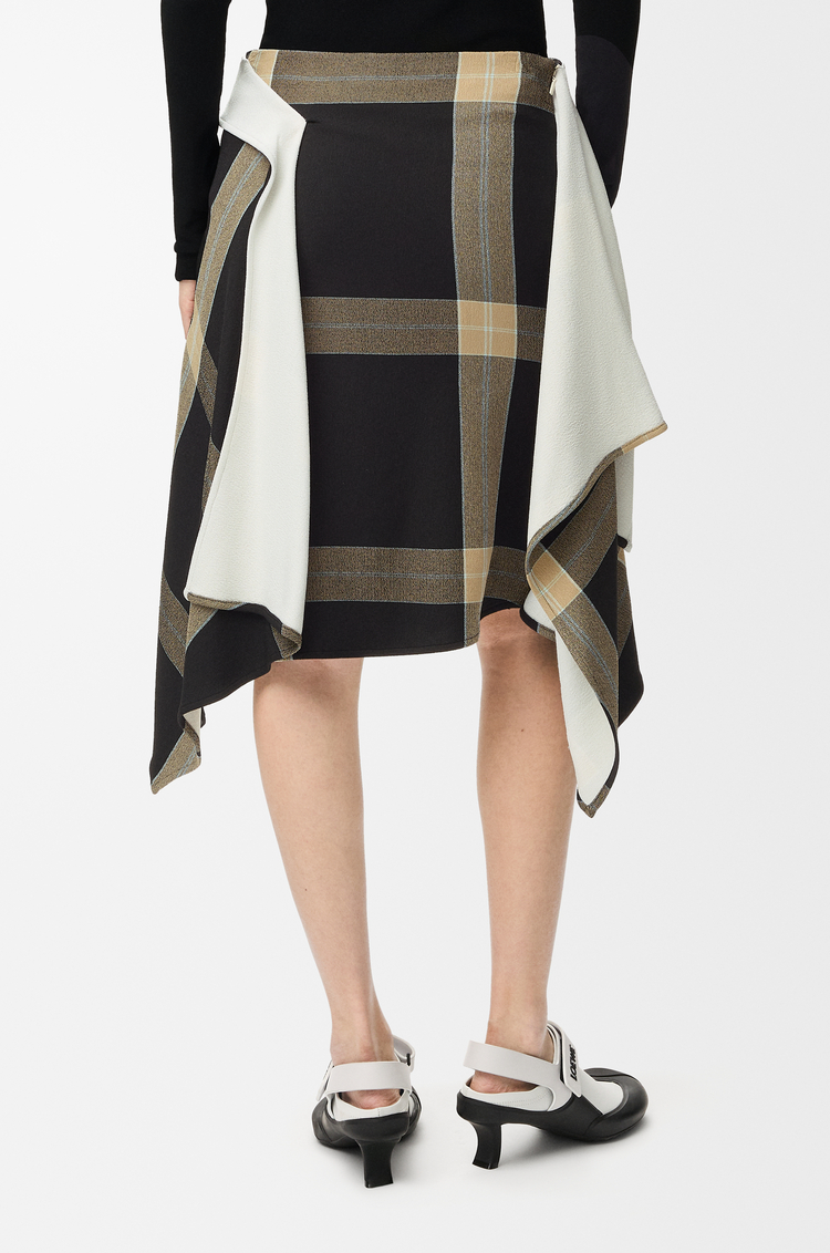 LOEWE Falda drapeada en viscosa elástica Negro/Beige