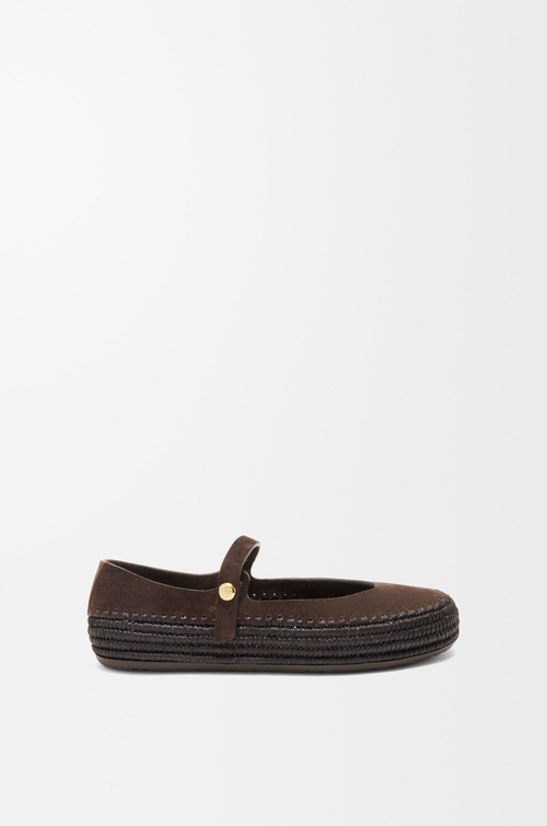 LOEWE リオ メリージェーン（スエード&ラフィア） ダークブラウン