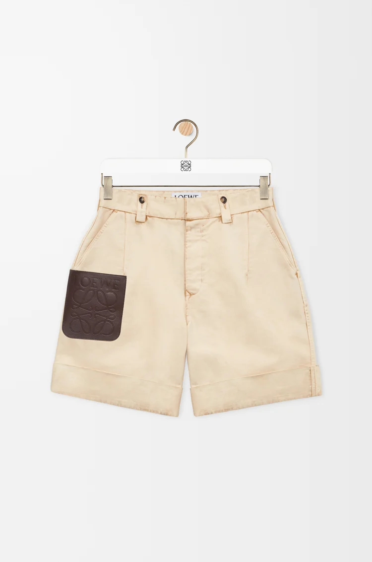 LOEWE Turn-up shorts in cotton Beige