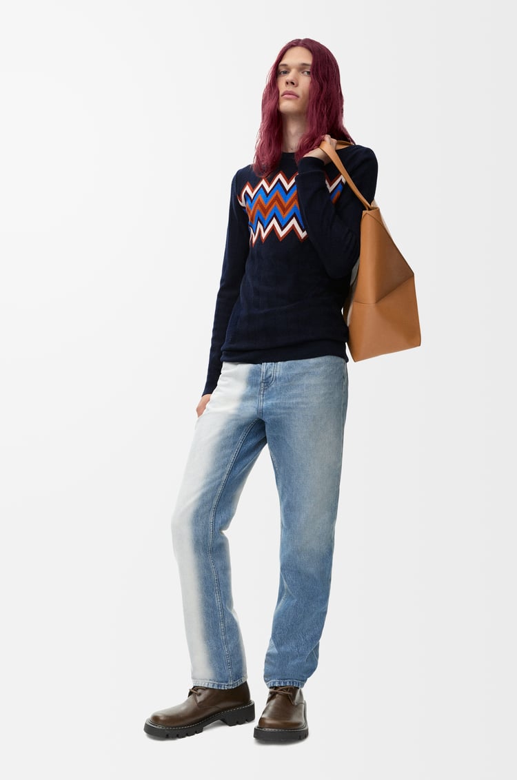 LOEWE Sweater in wool Navy Blue/Multicolor
