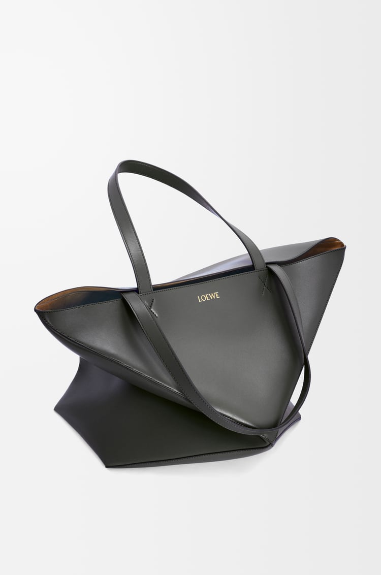LOEWE XL Puzzle Fold tote in shiny calfskin Black