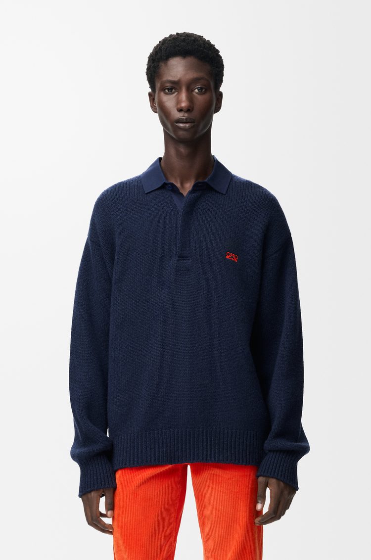 LOEWE Polo sweater in wool Navy Blue