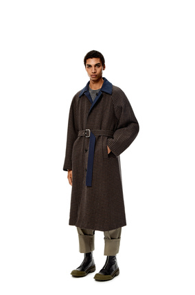 LOEWE 羊毛和棉質混紡雙面風衣 Black/Navy/Brown plp_rd