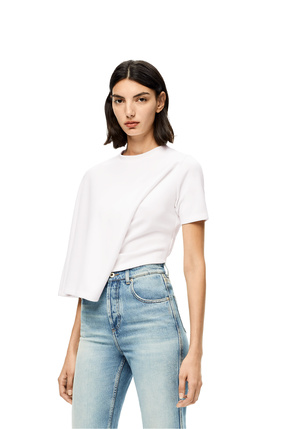 LOEWE Cropped draped top in cotton blend White plp_rd