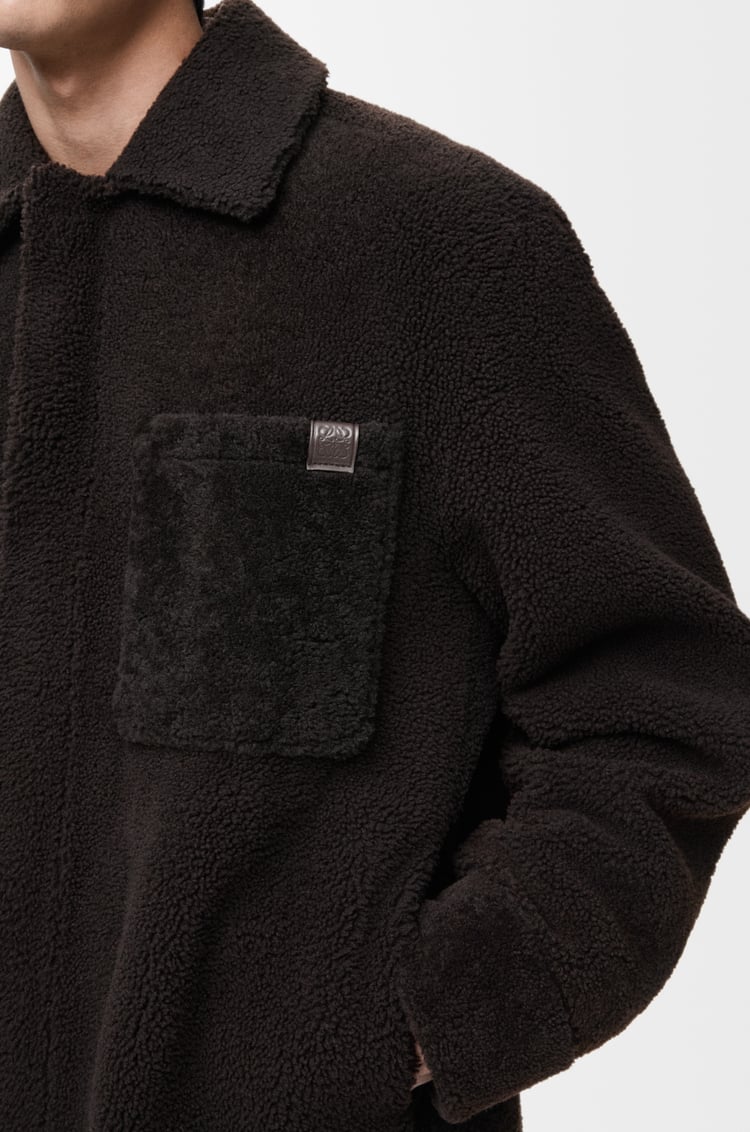 LOEWE Overshirt in shearling Dark Brown/Dark Brown