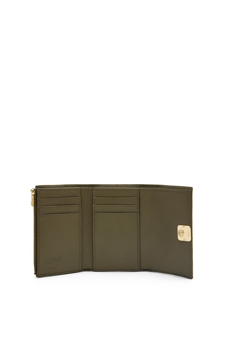 LOEWE Puffer Anagram small vertical wallet in shiny nappa calfskin Dark Khaki Green