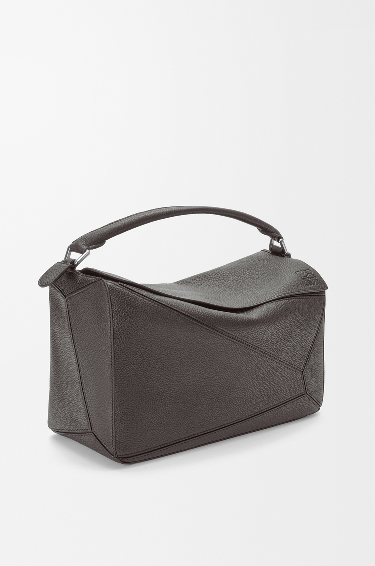 LOEWE Large Puzzle bag in supple grained calfskin Dark Grey